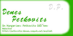 denes petkovits business card